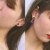 Dangle Earrings Classic AB非対称イエロージルコン紫色のブドウ楕円形の楕円形の形状女性ジュエリーパーティーのためのイヤリングスタッド