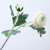 Dekorativa blommor 1 datorer konstgjorda ranunculus med riktig beröring stam silk torkad för heminredning bröllopsdekoration