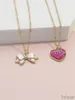 Necklace Earrings Set Simple Sweet Cute Bow Tie Heart Fashion Round Delicate For Girl