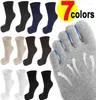Meias masculinas 5 pares toe homens algodão cinco dedos respirável curto tornozelo tripulação esportes atlético correndo cor sólida masculino sox