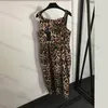 Designer luipaardprint jurk voor dames sexy hippe wikkeljurk tailleband hemdje feestrok