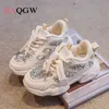 First Walkers Spring Fashion Child Sneakers Rhinestones Glittering Childen Outdoor Leisure Sports White Shoes Sequined Kids Toddler Girl Shoes 231123