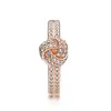 Rose Gold schimmernder Knotenring für Pandora Echt Sterling Silber Trauringe Schmuck für Frauen Freundin Geschenk CZ Diamant Liebesring mit Original Box Set