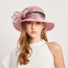 広い帽子夏の通気性バケツ女性のためのエレガントな花フロッピーサンティーパーティー2023