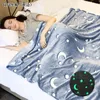 Blanket Luminous Warm Flannel Night Fluorescent Geometric Print Sheet Sofa Throw Bedspread Childrens Siesta Leisure Coverings 231123