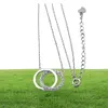 Sterling Zilver 925 heldere Bezel Setting zirkoon Dubbele ronde vorm Hangers ketting voor vrouwen Geef cadeau sieraden Fabriek 4663788