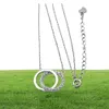 Sterling Silver 925 Clear Bezel Ställa in Zircon Double Round Shape Pendants Halsband för kvinnor ger bort gåva smycken Factory 5639937