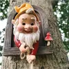 Trädgårdsdekorationer gnome dvärg klättring rep skulpturer och figurer hartshantverk alf ornament träd hänge staty trädgård hem dekoration utomhus 231122