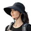 Cappelli a tesa larga Cappello a secchiello Corda antivento regolabile Sport all'aria aperta morbidi Accessori per costumi pieghevoli in puro colore casual