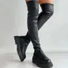 Botas outono inverno coxa botas altas mulheres plus size fino couro do plutônio botas longas mulher moda plataforma sobre o joelho botas mujer 231122