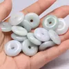 Charms Certified Natural White Green A Jade Jadeite Pendant Circle Donut Halsband
