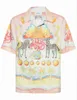 23SS New Casablanca designer shirt Crayon Children's Heart Colored Draft para hombres y mujeres Parejas Twill Silk Camisas de manga corta