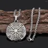 Pendentif Colliers Viking Boussole Collier En Acier Inoxydable Double Face Rune Lettre Amulette Accessoire Bijoux