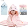 Towels Robes Cartoon Baby Bath Towels for Body Hooded Coral Fleece Kids Bathrobe Newborn Swaddle Wrap Baby Blankets for Girls Boys 80*80cmL231123