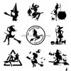 Wall Stickers Diy Halloween Witch Flying On Broom Car Window Decor Decal Vinyl Art Body Waterproof Sticker Drop Delivery Home Garden Dh52N