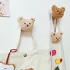 1PC Wood Bear Key Bag Coat Hook Multifunction Wall Decoration Organizer Hanger Hook Animal Plush Hallway Door Storage Rack Hook Shelf