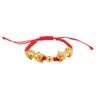 Charm Bracelets 2023 Year Of The Tiger Braided Red String Bracelet Gold-plated Hand-woven Men's And Women's Gold Little