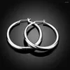 Hoop Earrings 3.4cm Big Solid Circles High Quality Silver Plated De Prata Brinco Women's Fashion Jewelry