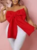 Dames Blouses Sexy Crop Tops Vrouw 2023 Tube Top Blote rug Shirt Blouse Grote Strik Feest / Avond Avondje Uit Clubwear Modieus Rood Zwart In