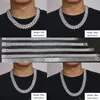 Pełny lód łańcucha moissanite 2Rows 9 mm 925 Solidny srebrny moissanite kubańska łańcuch łącza MANS HIP HOP Naszyjnik