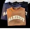 Men's TShirts American retro foam printed letters short sleeved men summer suede brown Tshirt trendy brand ins high street loose y2k t shirt 230422