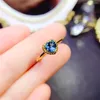 Cluster Rings Natural Topaz Ring 925 Silver Certified Heart-Shaped 6mm London Blue Gemstone Girl's Holiday Gift Free Product