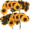 Decorative Flowers Sunflower Artificial Sunflowers Flower Fake Bouquet Decor Wedding Paper Silk Heads Faux Simulation Decorations Mini