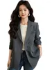 Ternos femininos de alta qualidade cinza mulheres blazer primavera preto bege single-breasted casual feminino moda top jaqueta escritório senhora terno formal casaco