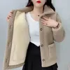 Damenjacken Zoki Winter Warm Faux Lammwolle Mäntel Koreanische Lose Solide Revers Langarm Lässige Parkas Mode Einreiher Fuzzy