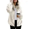 Jackets femininos Autumn e Winter Pluxus Hoodie Solid Sweater Simples European American Casual Zipper Loose Cardigan Coat