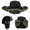 Traper Hats Winter Puszysty futra ciepłe czapki żołnierz rosyjski czapkę narciarską earflap wiatroodporne wodoodporne wodoodporne lei feng cap unisex bomber 231122