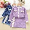 Kläderuppsättningar Bear Leader Babed Girls kläder Set Autumn Winter Cartoon Grape Clothing Set Kids Sticked Sweet Outfit Children Cloth 231108