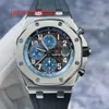 Ap Swiss Relógio de luxo Royal Oak Offshore Series 26470st Marrom Azul Cor Correspondência Data Timing Função Relógio masculino mecânico automático 18 conjunto completo