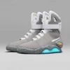 Hot Limited Sale Automatic Laces Shoes Air Mag Sneakers Marty McFly 's Led Back To The Future Glow in the Dark Grey Boots McFlys Man Sports Size 39-48