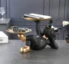 樹脂dcor犬の彫像ストレージテーブル用トレイ付きライブルームフレンチブルドッグ飾り装飾彫刻クラフトギフト2207203061540