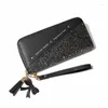 Wallets Sequins Patchwork Women's Pu Leather Long Glitter Fashion Zipper Coin Purse Female Large Capacity Card Holder Phone Bag