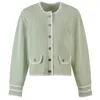 Women's Jackets Sandro Bean Paste Green lace embroidery puff sleeves cardigan jacket