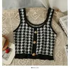 Damen Tanks HELIAR Damen Plaid Crop Tops Buttons Camis Knitting Cute Tank Damen Sleeveless Solid 2023 Summer