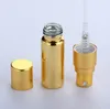 3 ml Mini bouteille de parfum en aluminium vaporisateur atomiseur bouteilles échantillon vide or argent noir flacons en verre SN4513