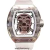 Transparenta herrklocka RM52 Personlighet Fashion Sports Cool Waterproof Hollow Out Large Dial Square Skull Mechanicals