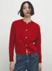 Women's Knits Kint Single Breasted Women Sweater Autumn Long Sleeve O-neck Pocket Slim Female Sweaters 2023 Casual Fashion Lady Outwear