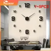 Relógios de parede 15pcs grande relógio 3D luminoso sem moldura digital adesivos silenciosos para casa sala de estar 231122