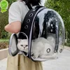 Ny katt som bär påse rymddjur ryggsäck andningsbar bärbar transparent ryggsäck valp hundtransport bärare rymd kapsel väska husdjur