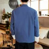 Vêtements ethniques rétro chinois homme chemise décontracté coton traditionnel hauts 2023 mâle col Mandarin solide vêtements Hanfu hommes Tang costume