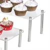 Utensili da forno Set da 3 pezzi di scala Acrilico Espositore per cupcake Burattino a mano Gioielli Cosmetico trasparente