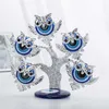 HD Blue Evil Eye Tree Feng Shui Owl Decorative Collectible Housbing Gift Showpiece Good Luck Prosperity 2109315Q