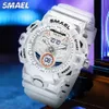 Armbandsur Smael White Digital Watch for Men Military Sport 5atm WaterProo Analog Quartz armbandsur med Chronograph Date Week Alarm 8085Q231123