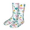 Herrensocken, Sommer, Flamingo, tropische Blätter, Damen, Polyester, lässig, verrückt, Frühling, Herbst, Winter, Geschenk