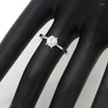 Anelli a grappolo Vintage placcato argento Bling stellato brillante zircone trasparente in lega di rame per gioielli di moda da donna