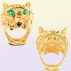 Trendy Hollow Leopard Animal Ring Green Eyes Hollow Panther Heads Rings For Men Women Party Jewelry8213309
